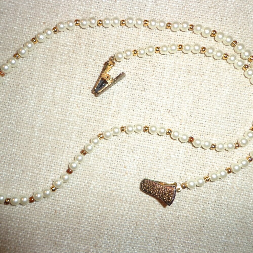 Pearl & Gold Bead Eye-Glasses Chain w/Clips